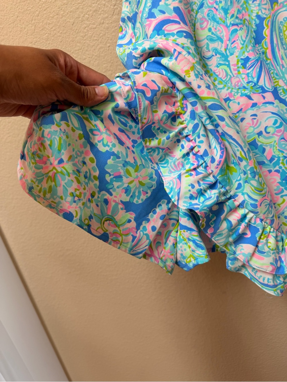 Lilly Pulitzer Masey Short Sleeve Paisley Ruffle-Hem Romper Dress Size 2 - Picture 5 of 10